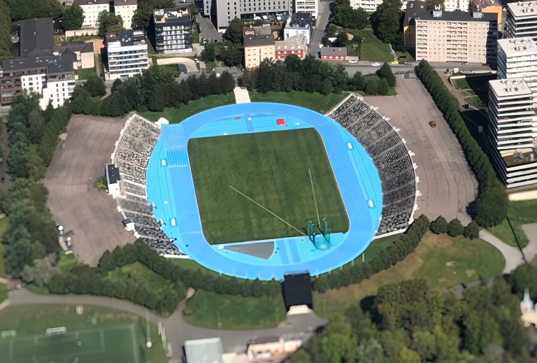 Veduta aerea del Kalevi Keskstaadion di Tallinn