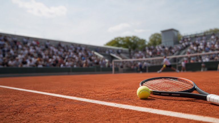 Roland Garros 2026 in TV e streaming: campo in terra rossa con racchetta e pallina