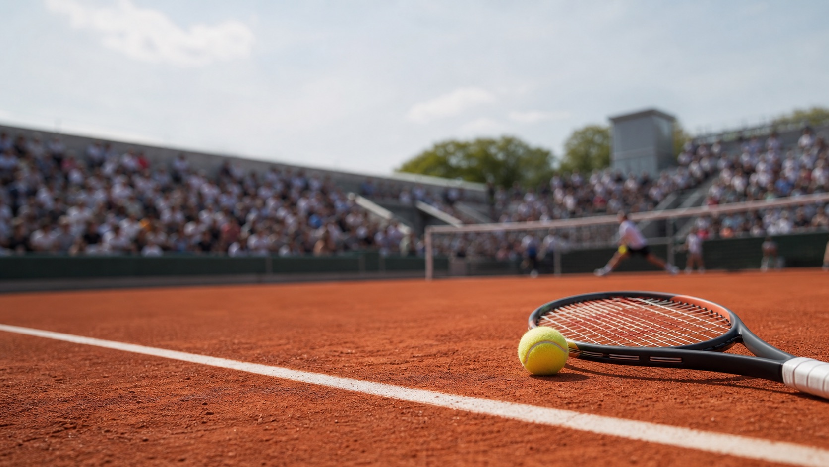 Roland Garros 2026 in TV e streaming: campo in terra rossa con racchetta e pallina
