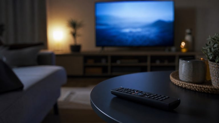 Telecomando davanti alla TV pronta per una fiction in streaming