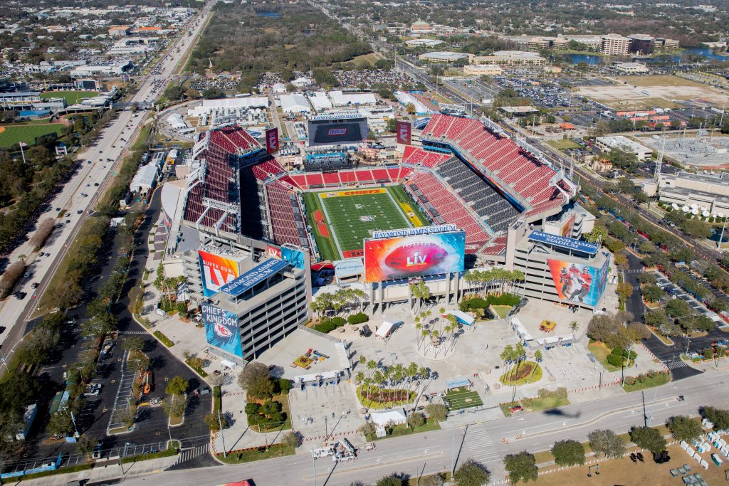 Veduta aerea del Raymond James Stadium di Tampa