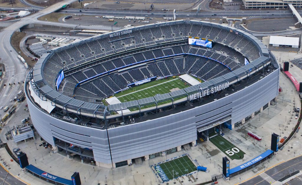Veduta aerea del MetLife Stadium, New York New Jersey Stadium dei Mondiali 2026