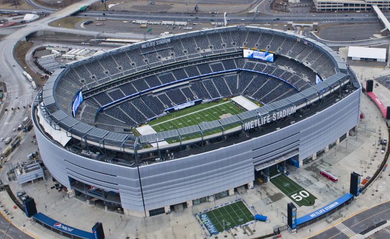 Veduta aerea del MetLife Stadium, New York New Jersey Stadium dei Mondiali 2026