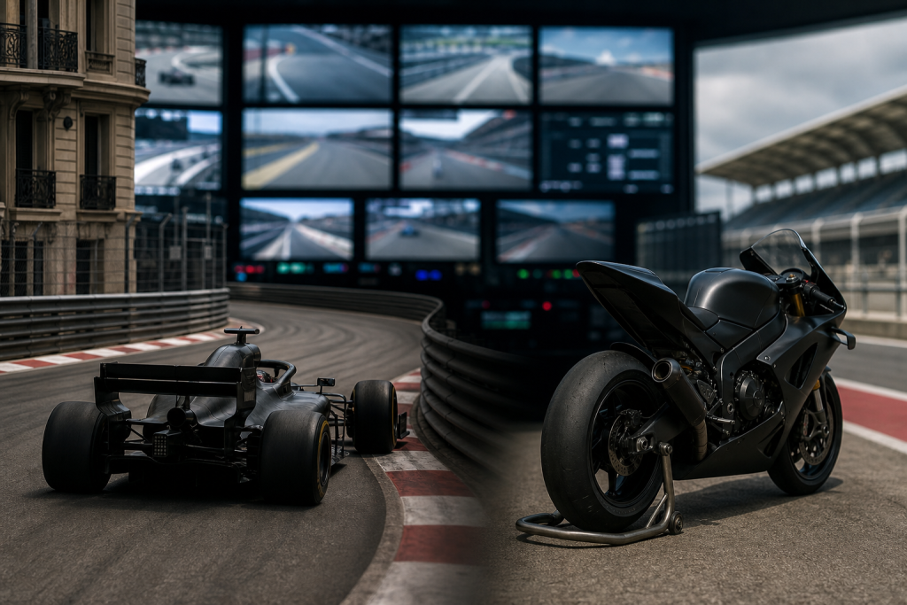 Sport motori in streaming su schermi con moto e monoposto non brandizzate