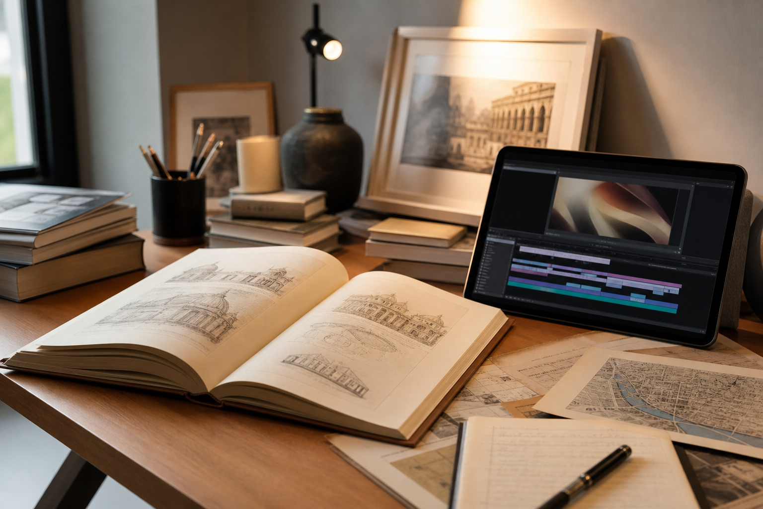 Libro di storia e tablet per una guida su Storia Pop RaiPlay e Rai Storia