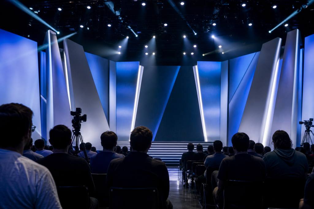 Palco generico di una presentazione gaming in diretta streaming