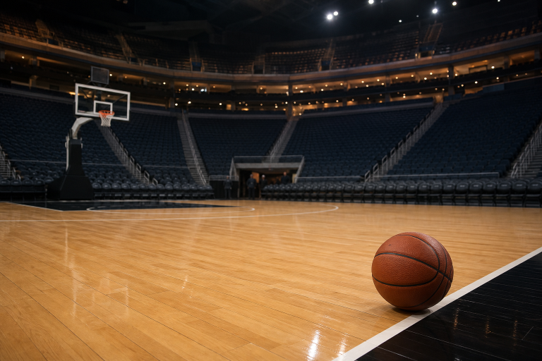 Campo da basket indoor prima di una finale playoff