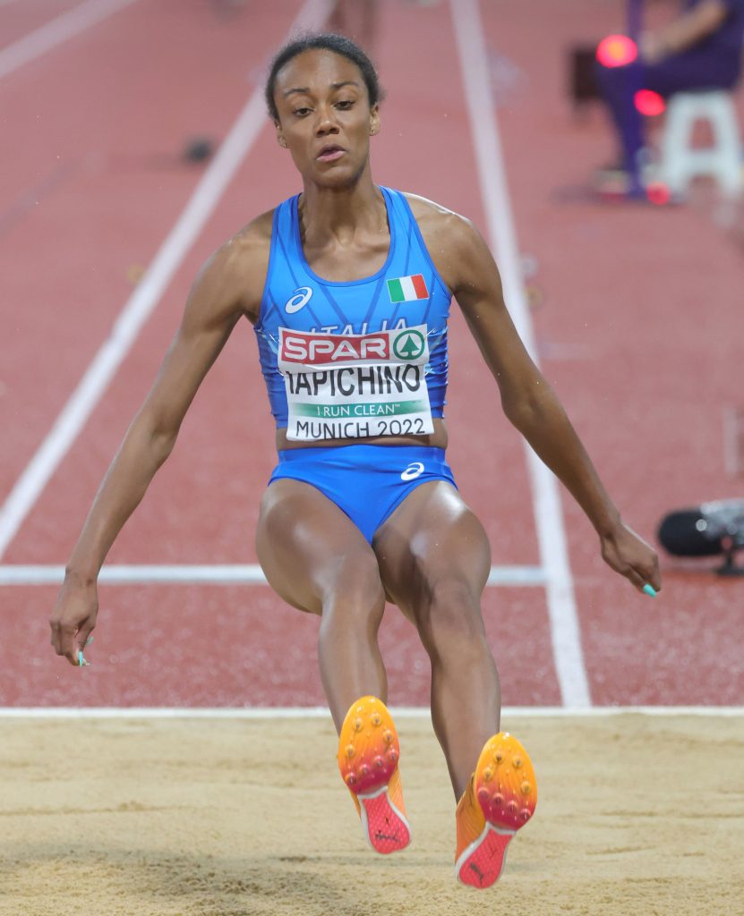 Larissa Iapichino nel salto in lungo agli Europei 2022