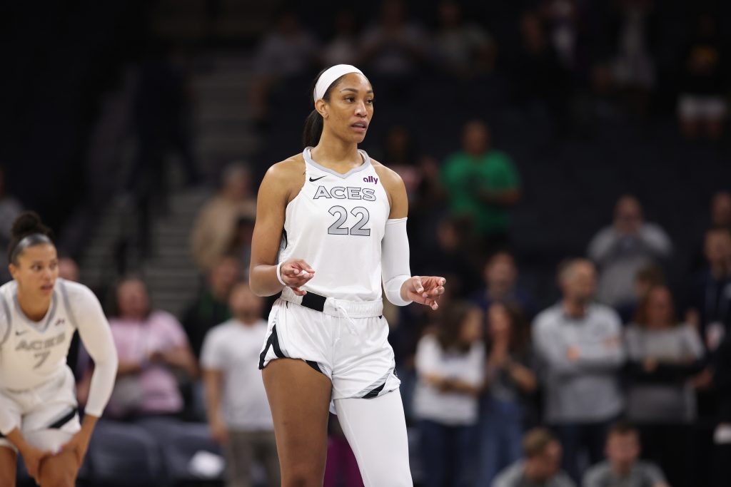 Aja Wilson delle Las Vegas Aces in una partita WNBA