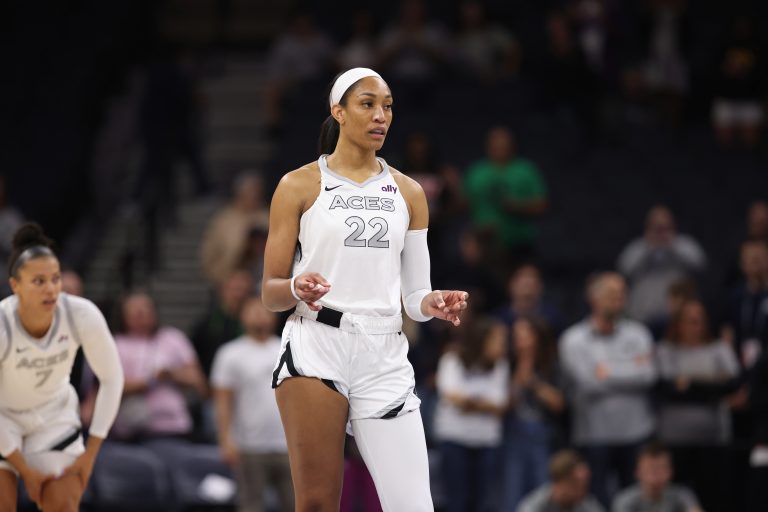 Aja Wilson delle Las Vegas Aces in una partita WNBA