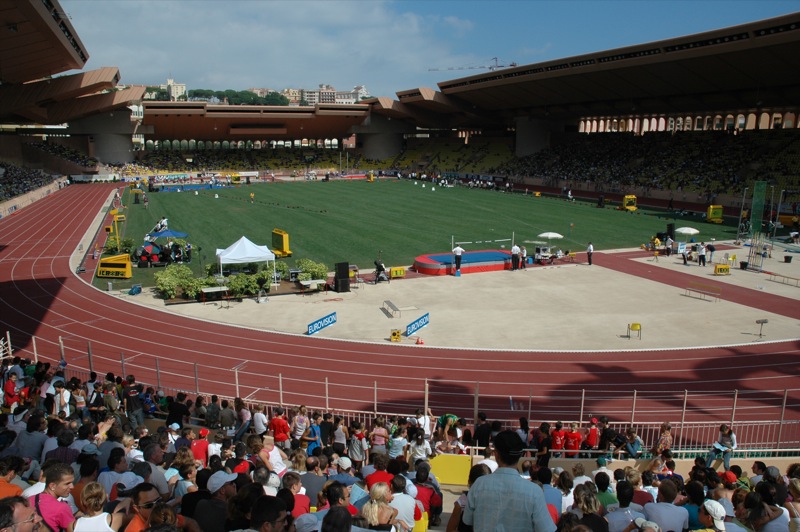 Pista di atletica dello Stade Louis II durante il Meeting Herculis