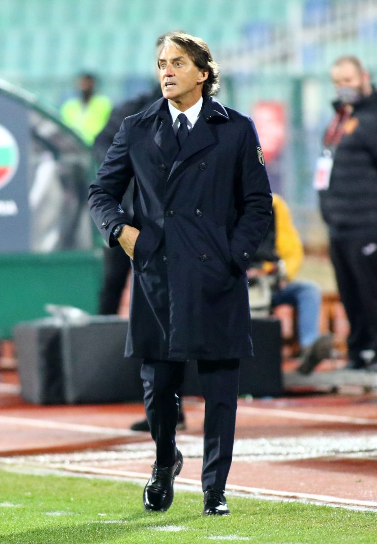 Roberto Mancini durante una partita della Nazionale italiana