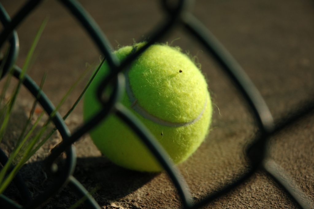 Pallina da tennis in primo piano