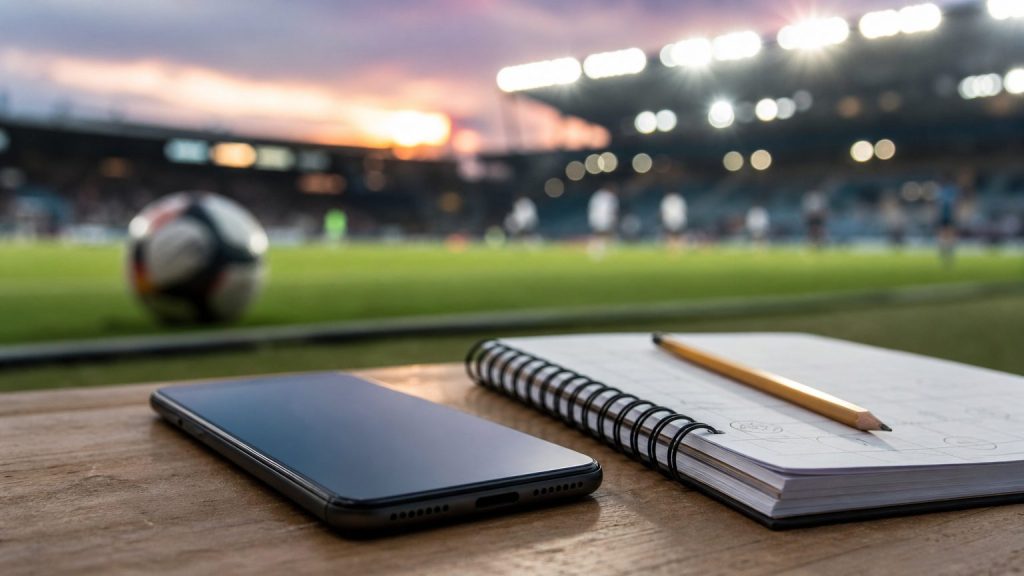 Smartphone e appunti fantasy football per Fantacalcio Night su DAZN