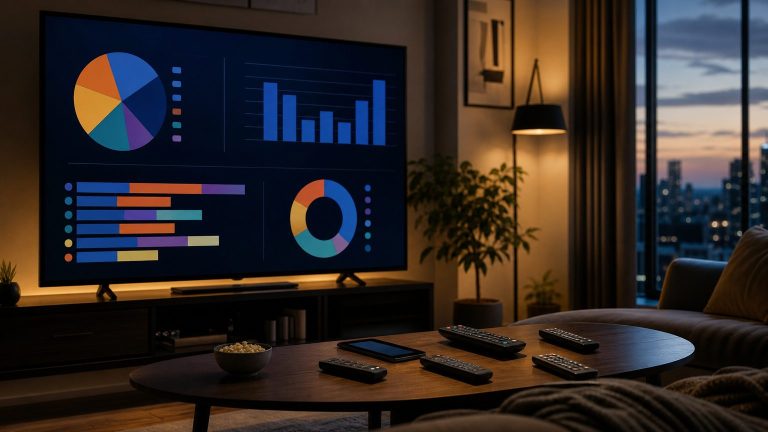 Televisore con grafici astratti sul mercato dello streaming