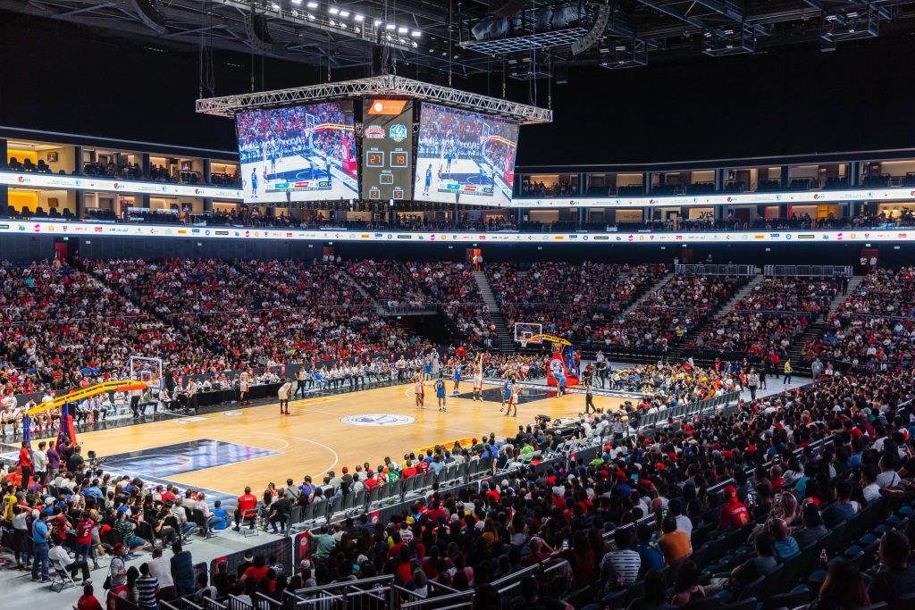 Coca-Cola Arena di Dubai durante una partita di basket