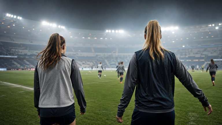 Calciatrici in riscaldamento sotto i riflettori per Paris FC-Arsenal Women