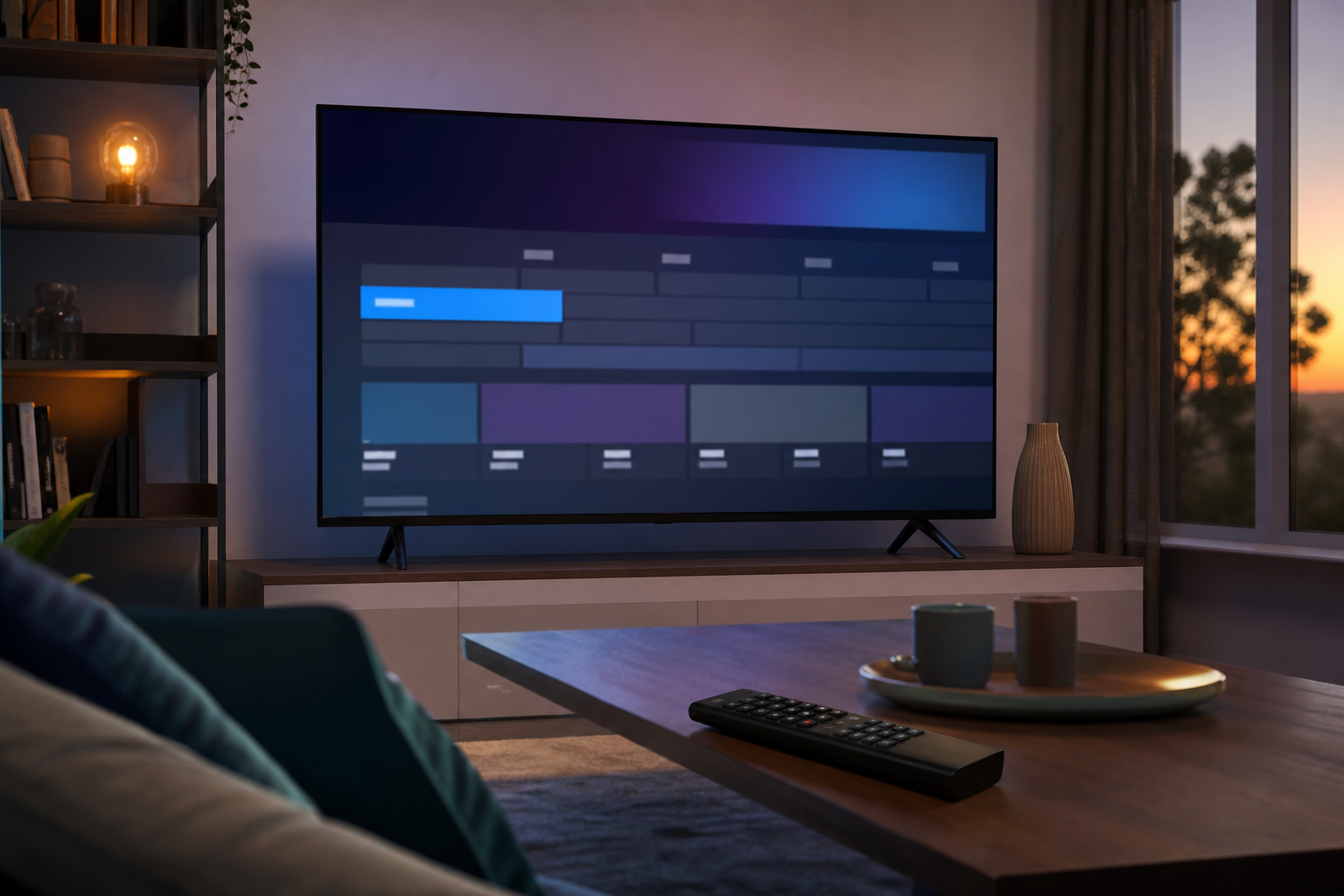Televisore con guida canali generica e telecomando