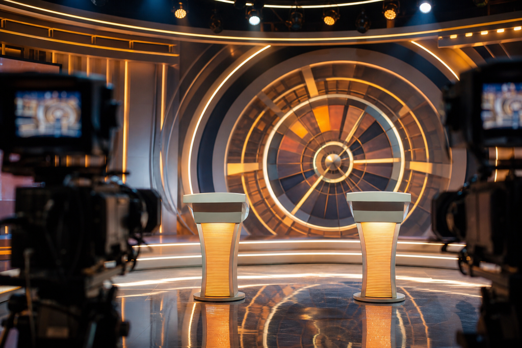 Studio televisivo di un quiz per gli ascolti access prime time